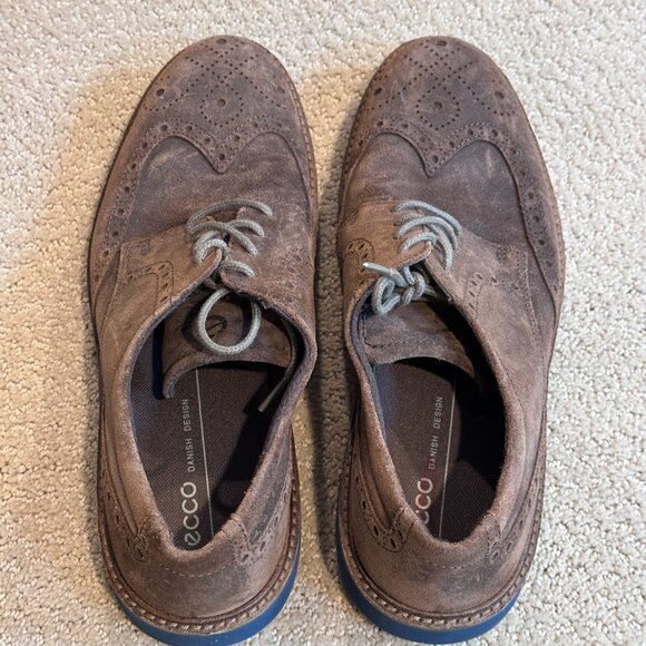 Ecco Men\'s Brown Suede Wingtip Derby with Blue Sole main image 6